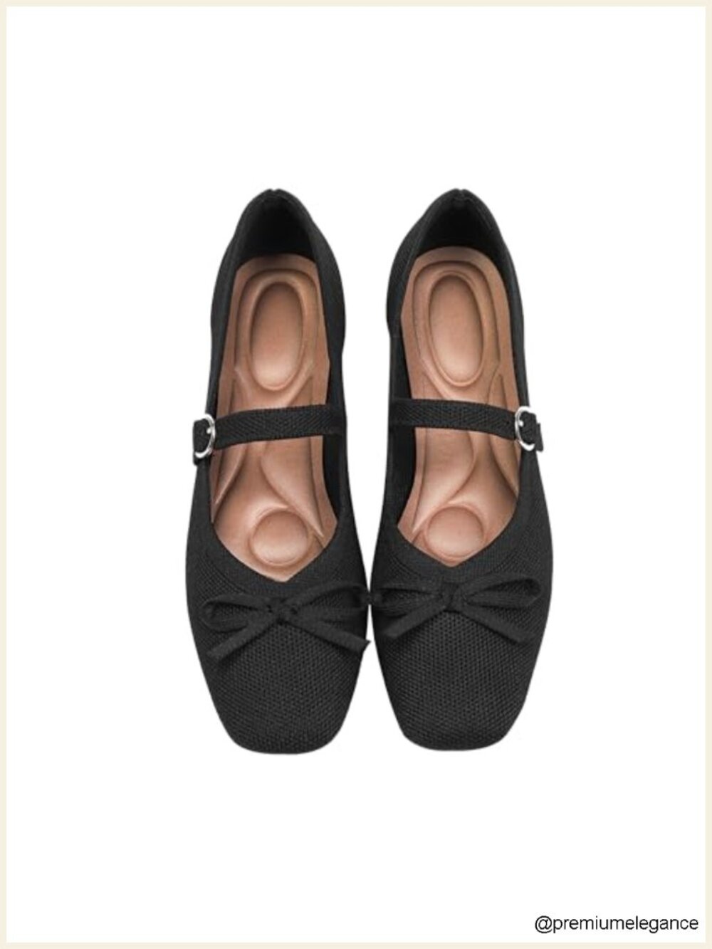 Womens Square Toe Ballet Flats with Ankle Strap Washable Knit